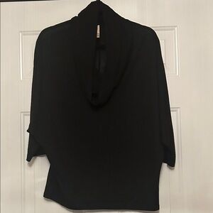 Olivia Moon Draped Neck Poncho M Black Dolman Sleeve Loose Lightweight